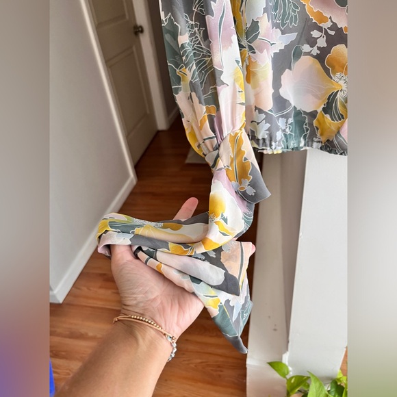 7TH AVENUE Floral Print High Neck Long Sleeve Blouse - Picture 3 of 5